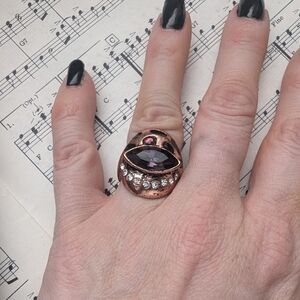 Purple and Gold Statement Ring with Eye Motif